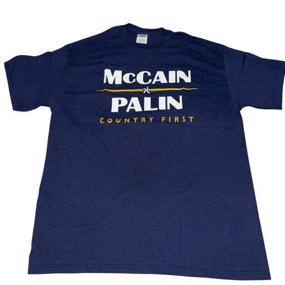 Vintage 2008 McCain Palin “Country First” Delta Pro Weight T-Shirt Large - Picture 2 of 7